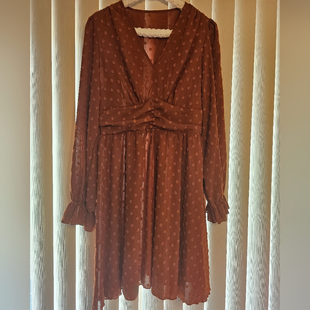 SHEIN Brown Long Sleeve Dress